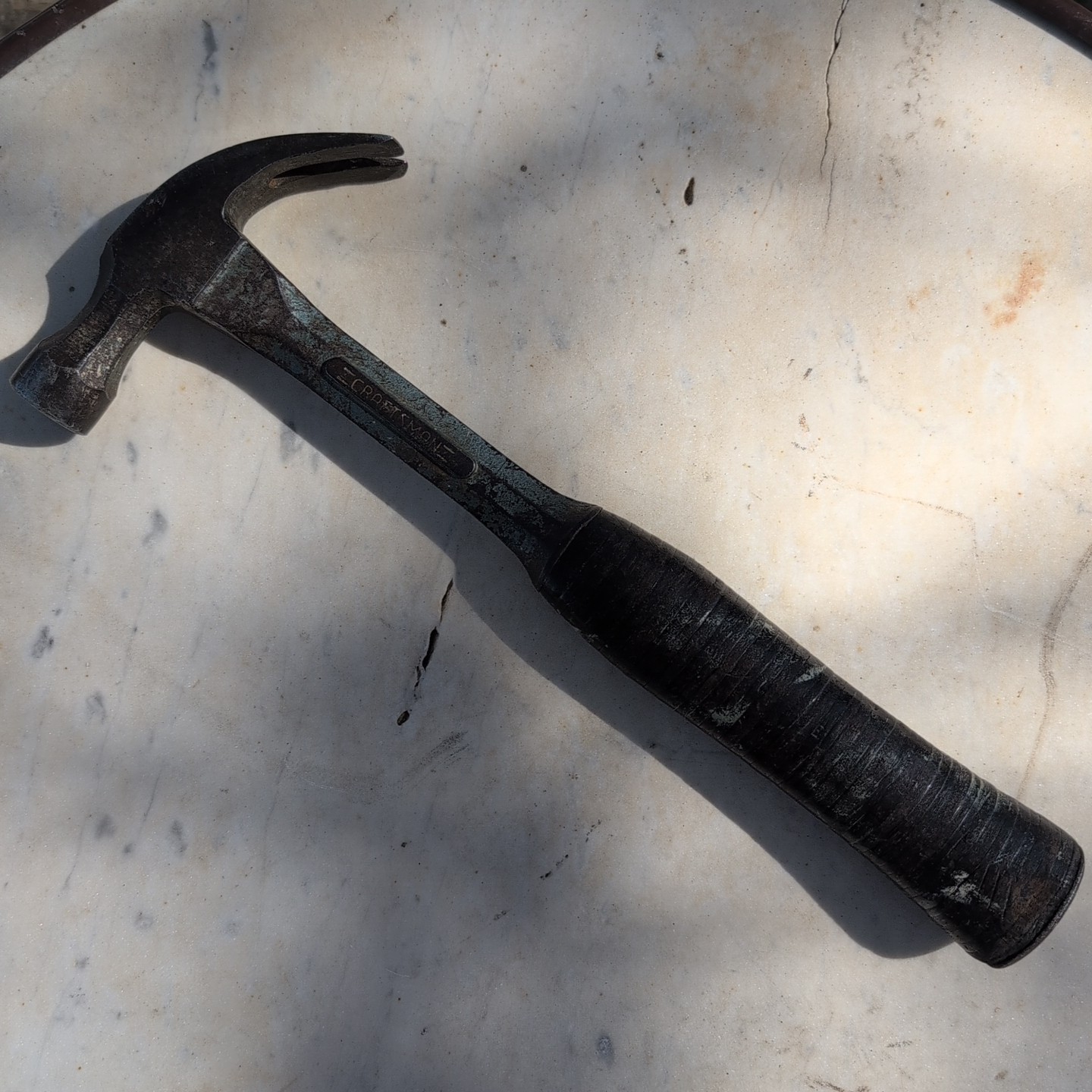 Vintage =CRAFTSMAN= Stacked Leather Handle Forged Steel Claw Hammer