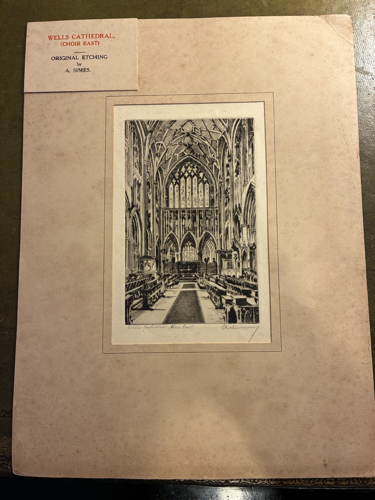A. Simes – Wells Cathedral (Choir East) Original Etching