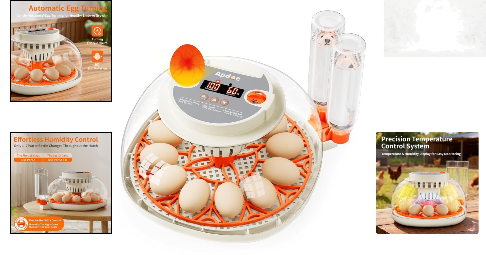 HatchPro 12 Egg Incubator Automatic Temperature & Humidity Control Digital Eg...