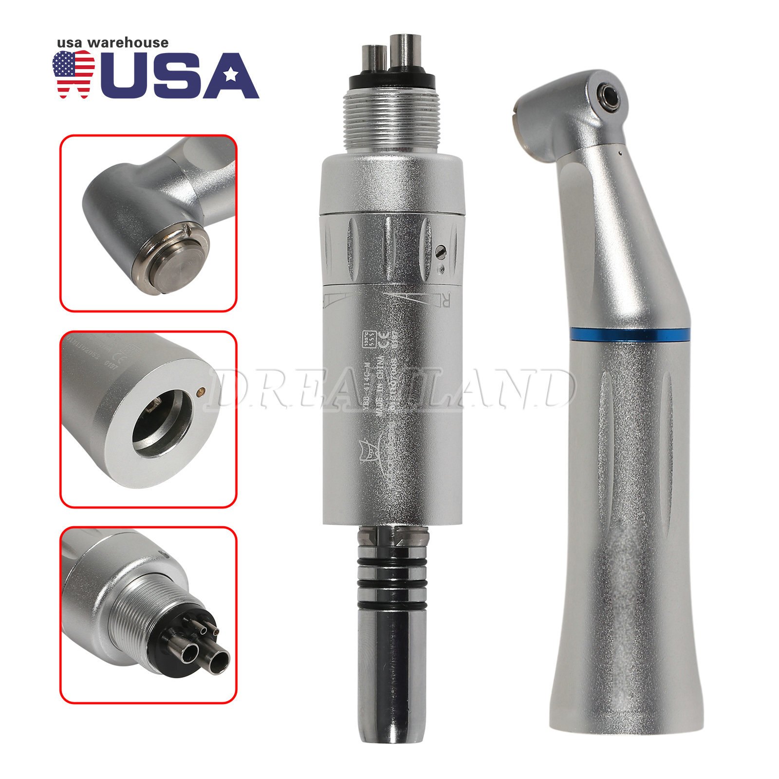 Dent Slow Low Speed Handpiece Push Contra Angle NSK Style Air Motor 4Holes