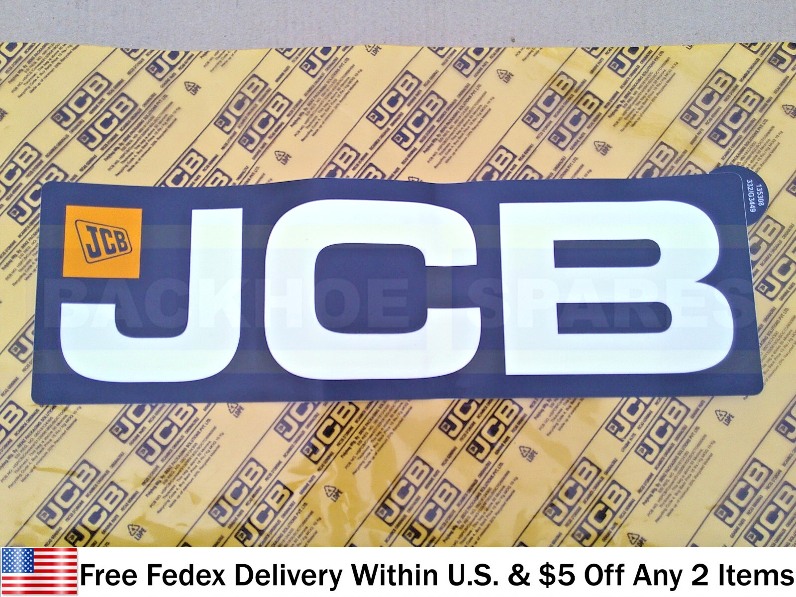 JCB PARTS - GENUINE JCB DECAL STICKER 435 x 135 MM (17.1" x 5.3")  (332/G3449)