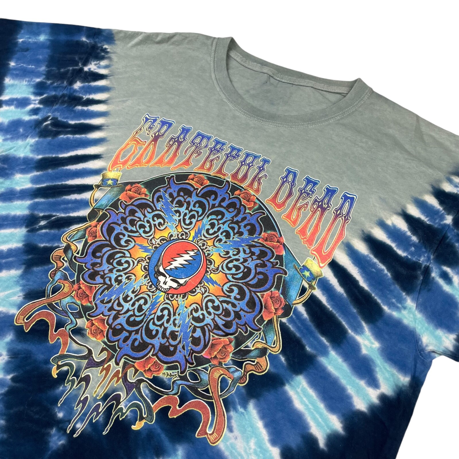 Grateful Dead Dubois Tie Dye Roses S/S T-Shirt Blue • Medium