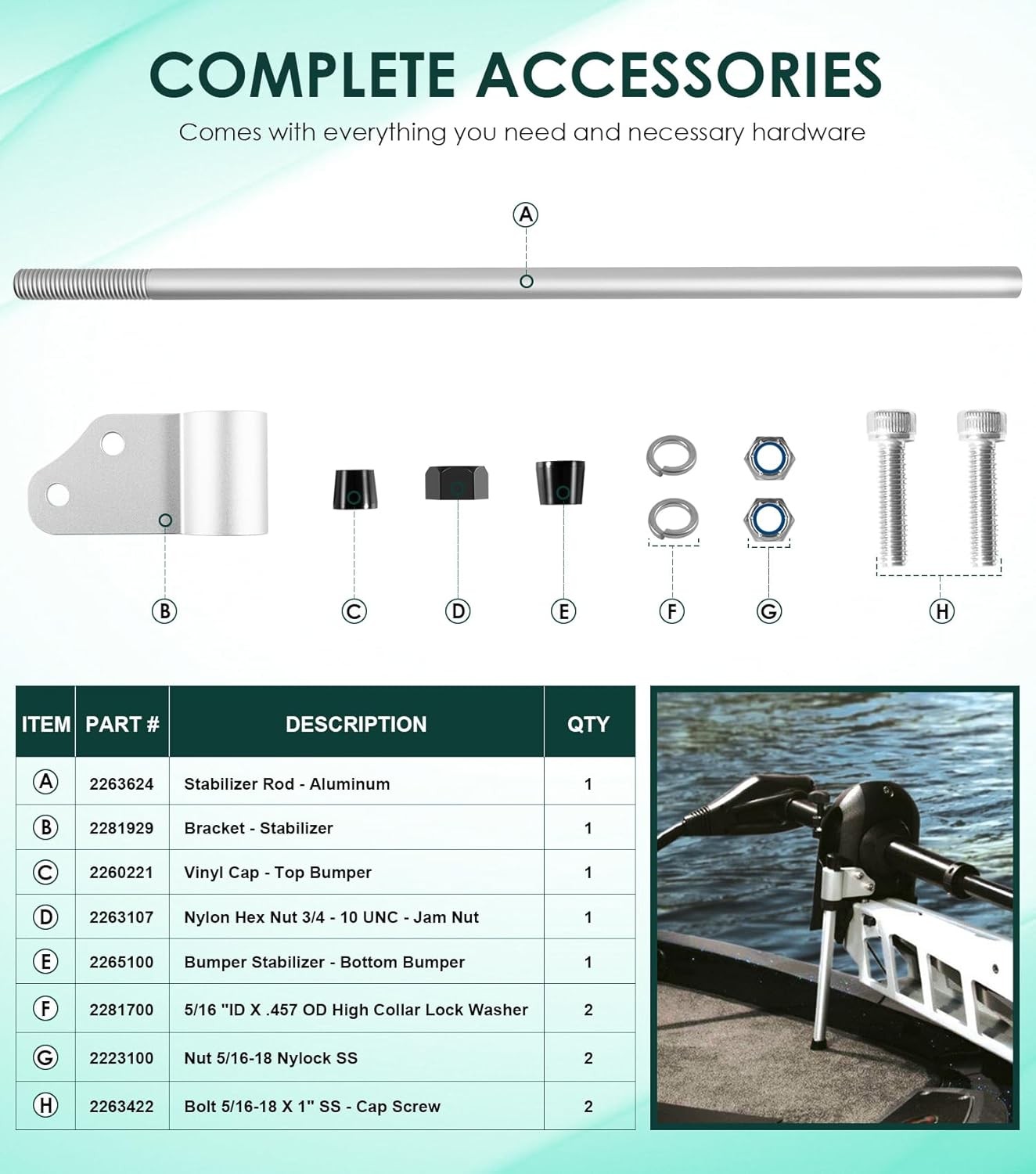 1862050 Stabilizer Kit for Ultrex, Fortrex & Riptide SF Bow Mount Trolling Motor