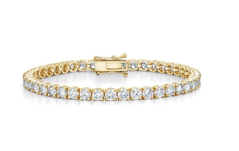 7' Inch Long Tennis Wedding Bracelet Solid 14K Yellow Gold 6 CT Round Cut VVS1