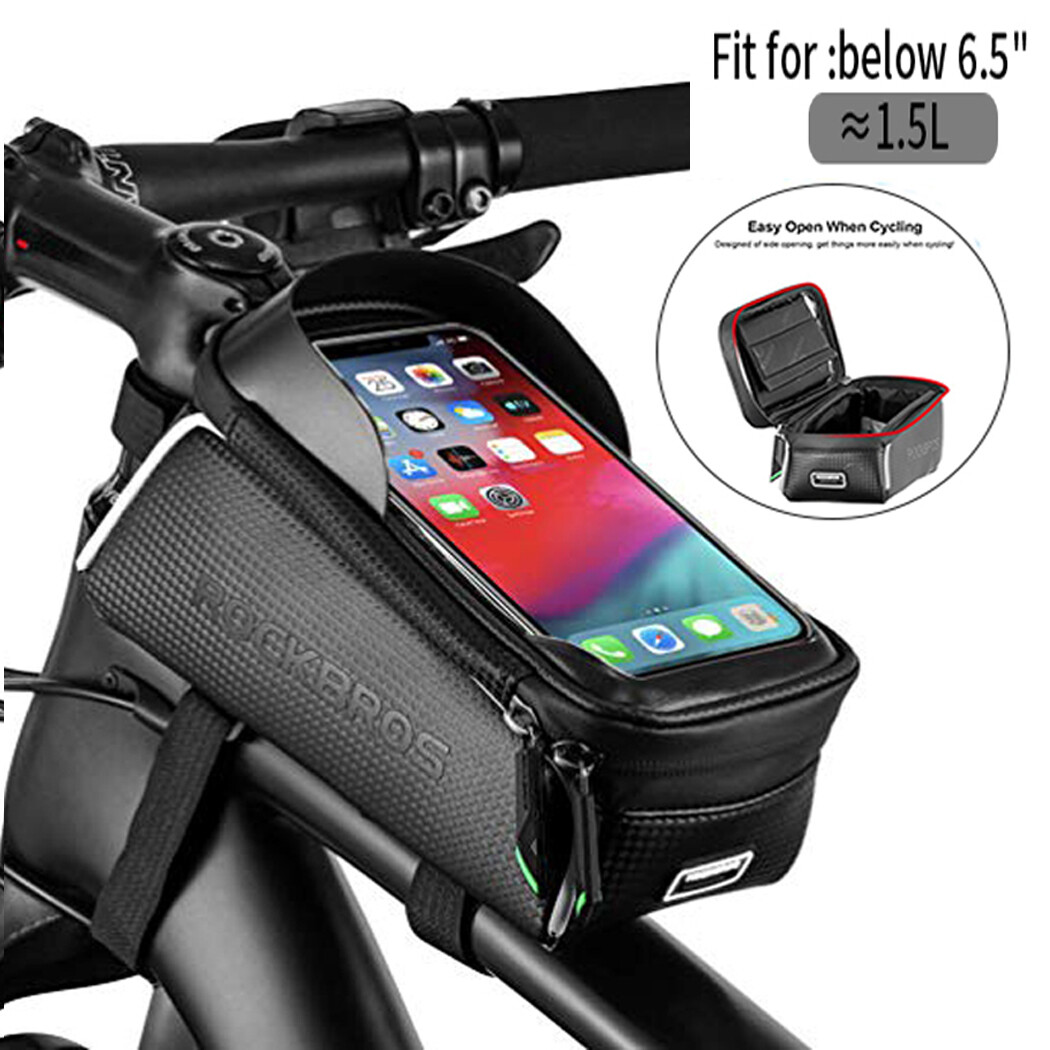 ROCKBROS Bike Front Top Tube Frame Bag MTB Waterproof Cycling Phone Holder Case