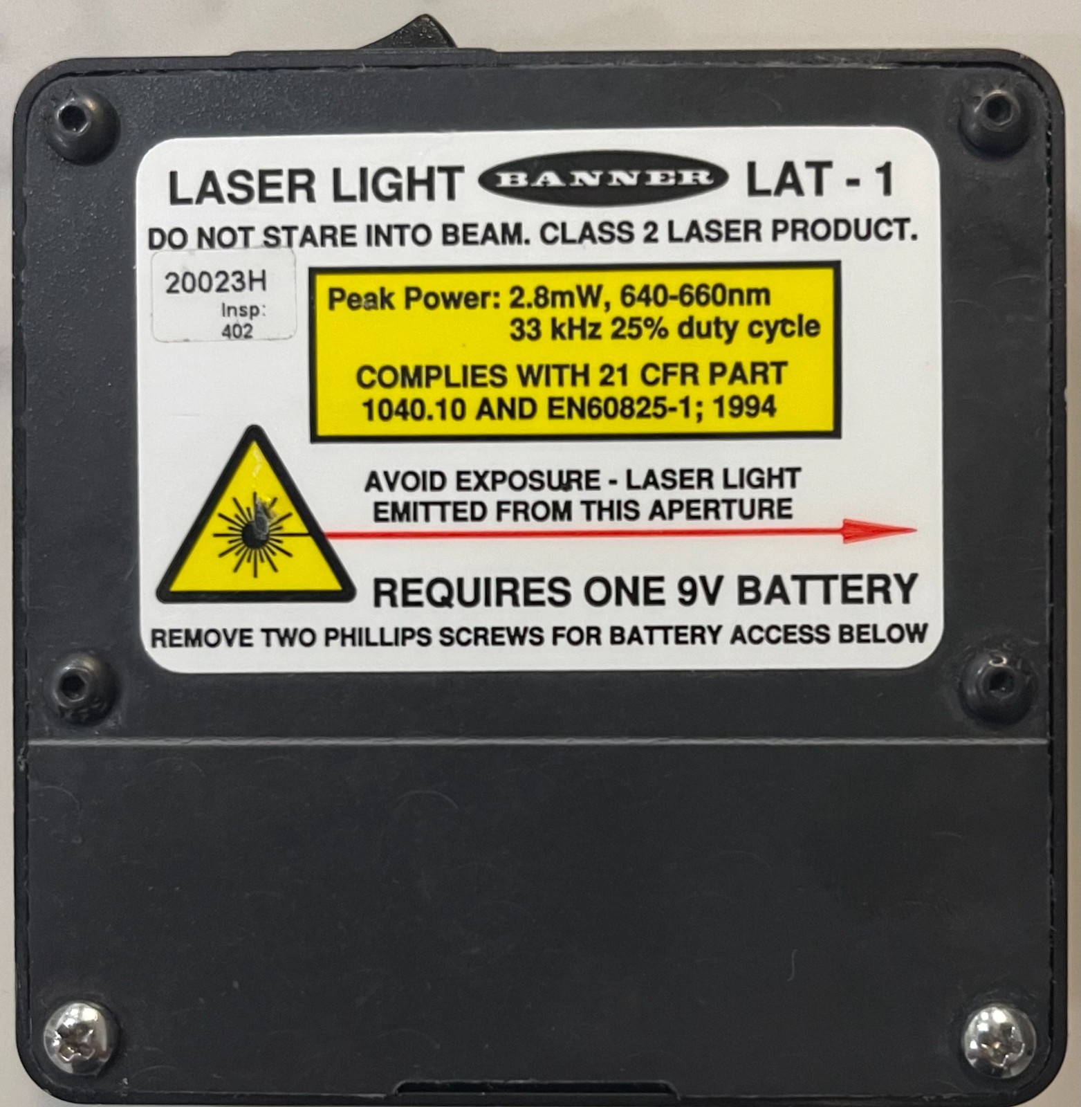 Banner Engineering LAT-1 Laser Alignment Tool Class 2 Laser Visible Red 52150