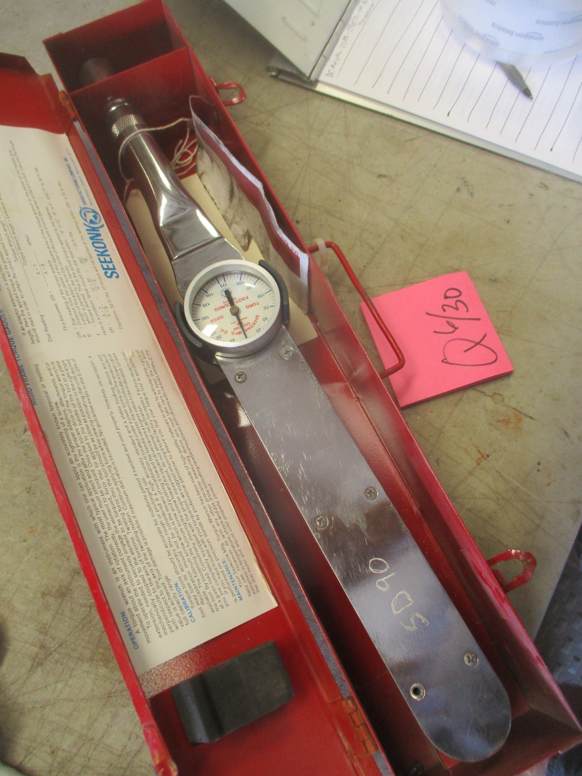 Used, Untested Seekonk Rigid Frame Torque Wrench 0-175lbs