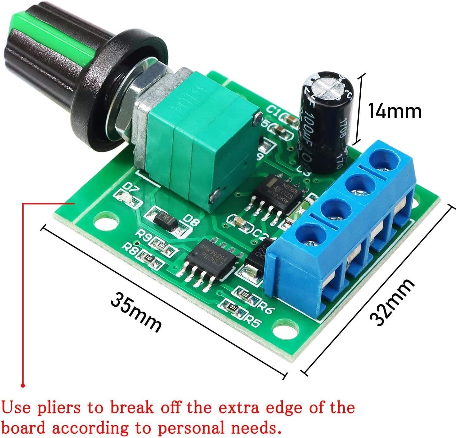Adjustable 2A DC Motor Speed Controller - 1.8V to 12V Dual Pack for DIY Projects