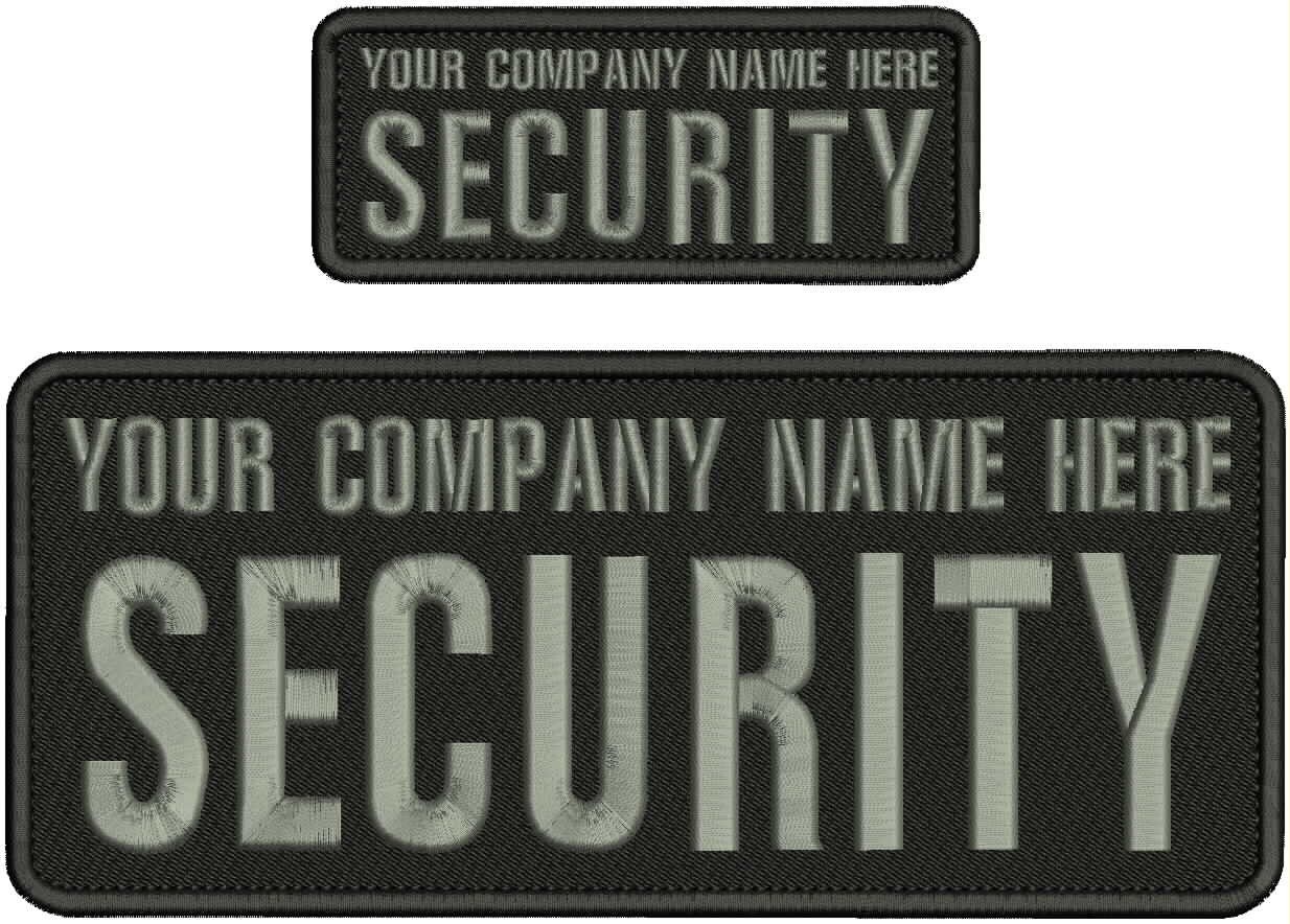 Collectible Embroidery Patch  Custom Security 4x10 & 2x5 With Hook Gray/black
