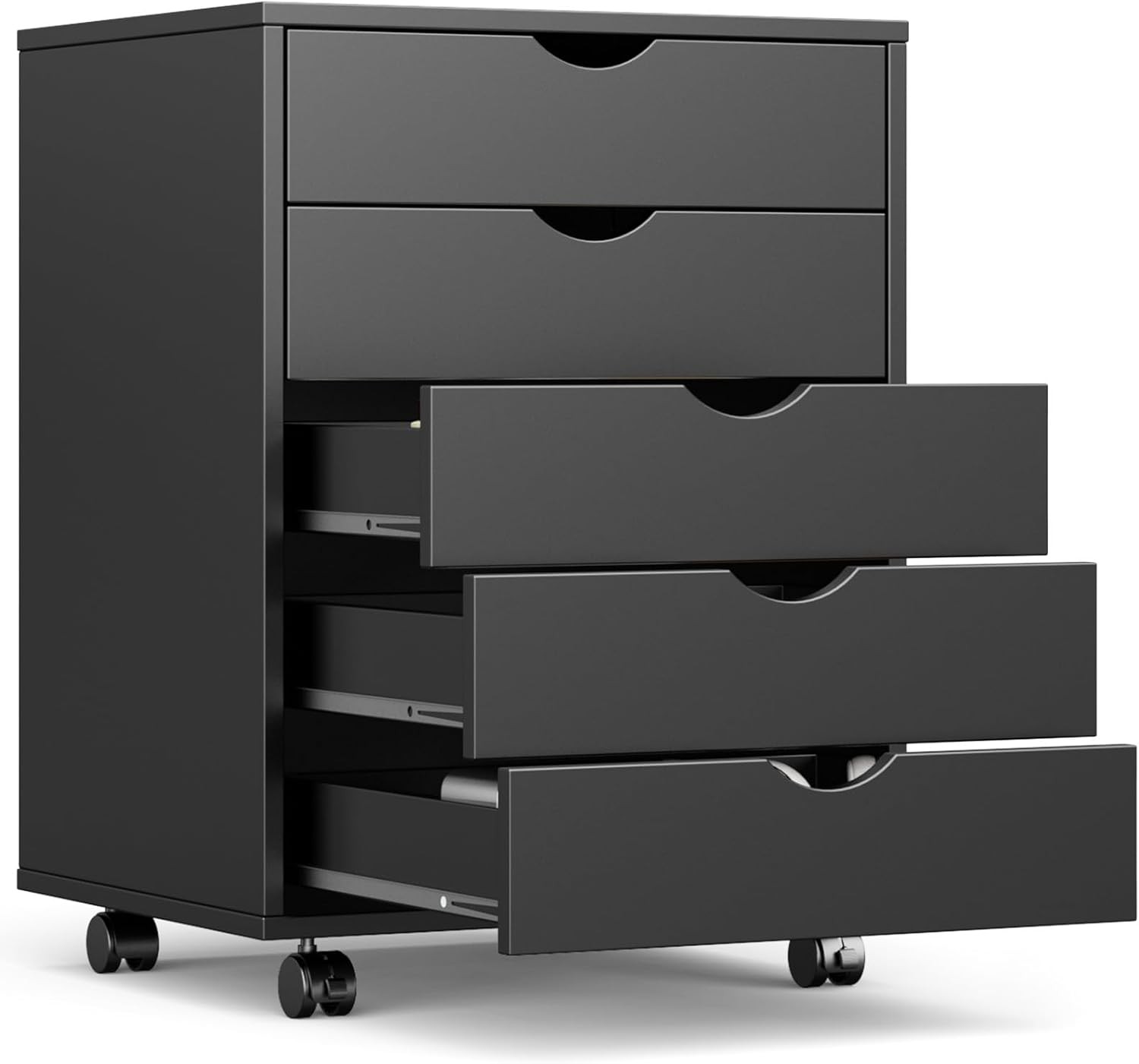 5 Drawer Mobile File Cabinet Under Desk Storage Organization W/ Wheels Vertical