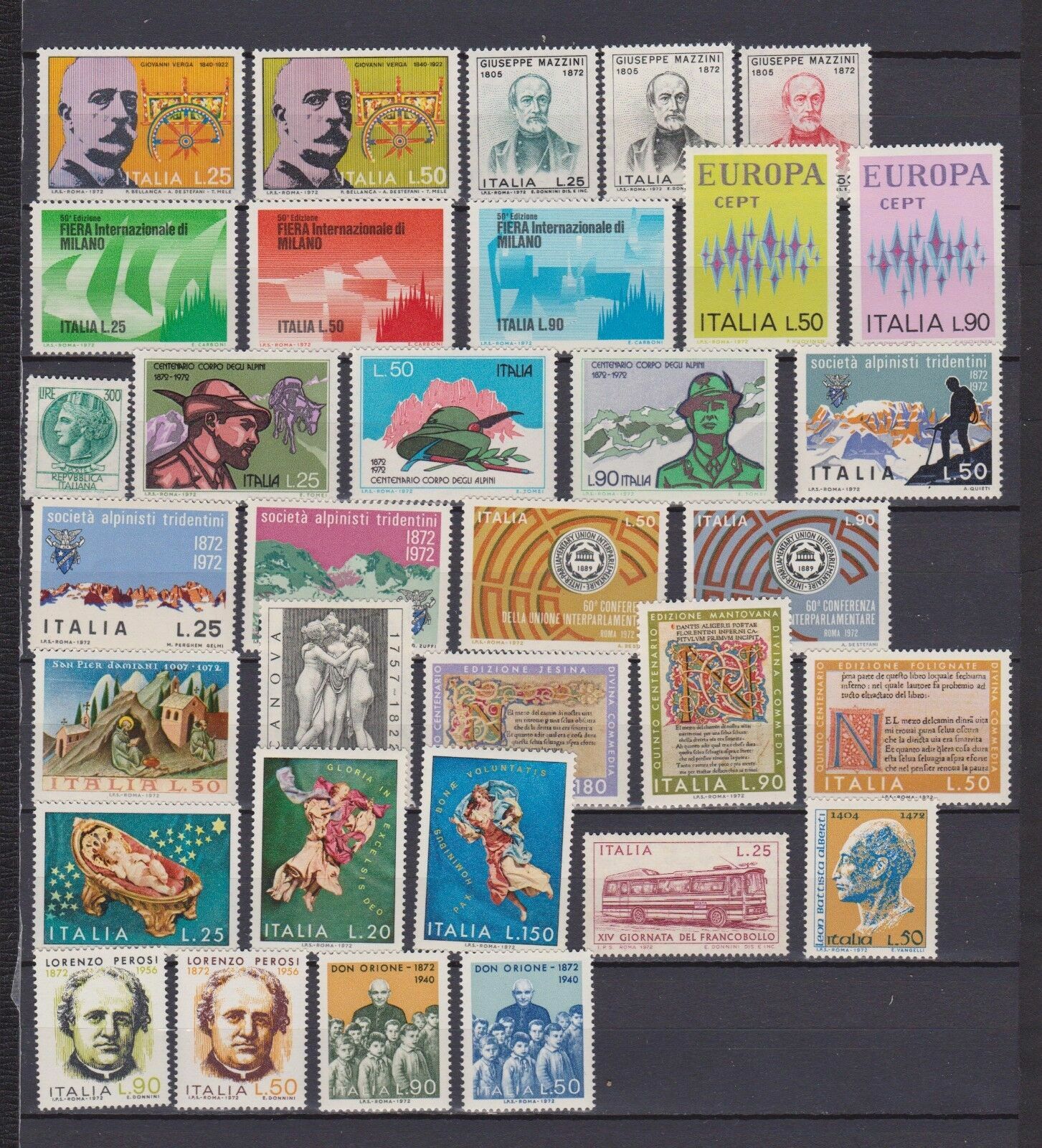 ITALY MNH 1972 Complete Year set 33v Complete Year s16986