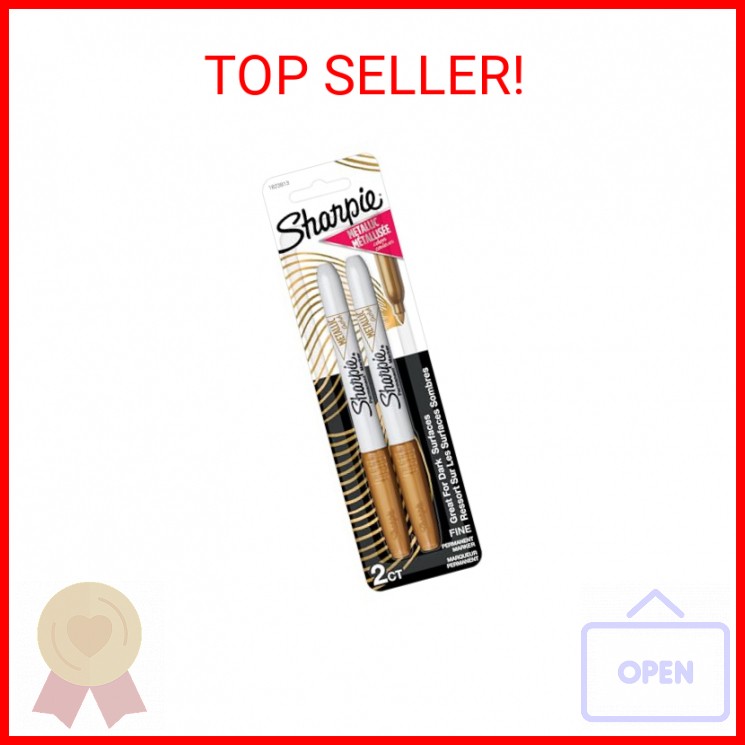 Sharpie Metallic Permanent Markers, Fine Point, Gold, 2 Count