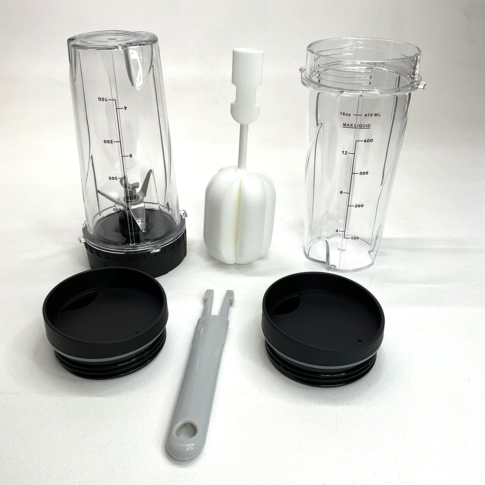 2pc 16oz Cups for Ninja Blender Replacement Single Serve Cups w/ Sip Lids Blade