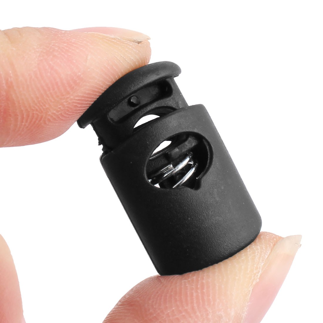 Outdoor Plastic Single Hole String Cord Lock Clamp Toggle Spring Stop Black 8pcs