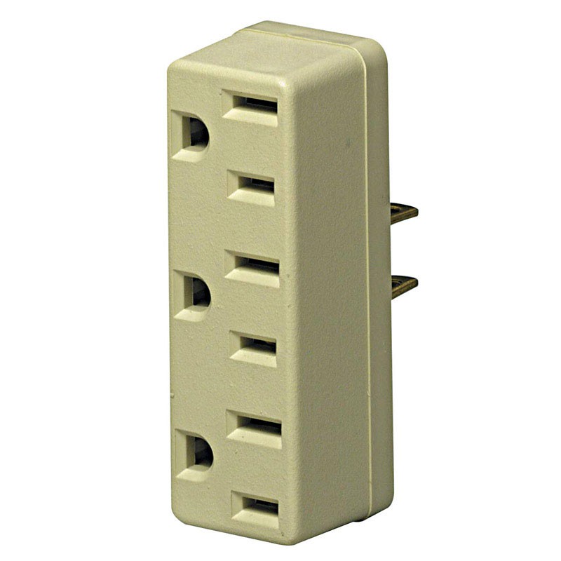 Leviton 001-698-I Ivory 2-Pole 3-Wire Non-Grounding Plug-in Outlet Adapter