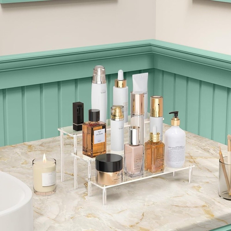Acrylic Display Riser Stand Multi Functional Organizer Durable Clear Shelf New