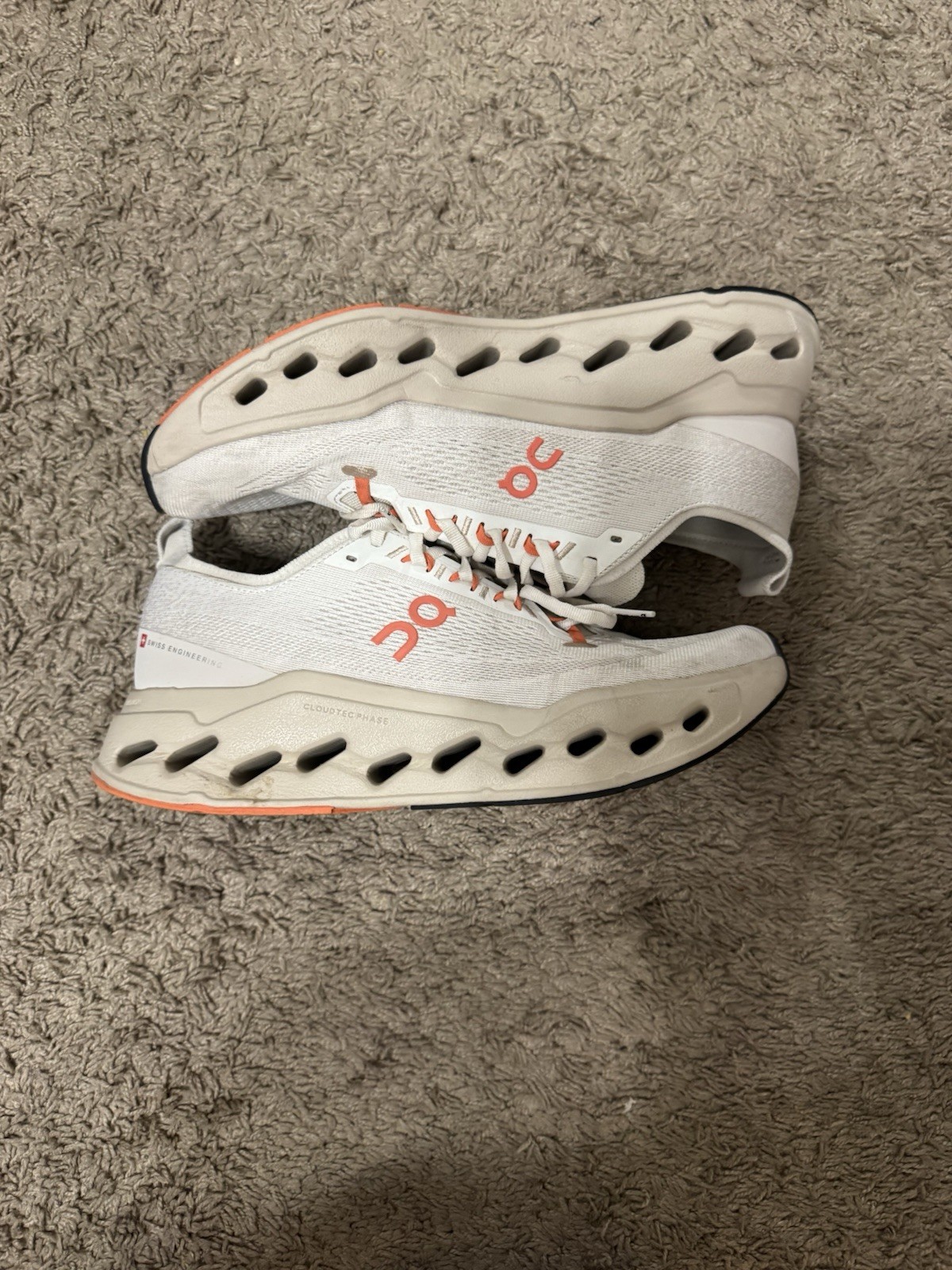 On Cloudsurfer max Men's White Orange Mesh Running Shoes US 11
