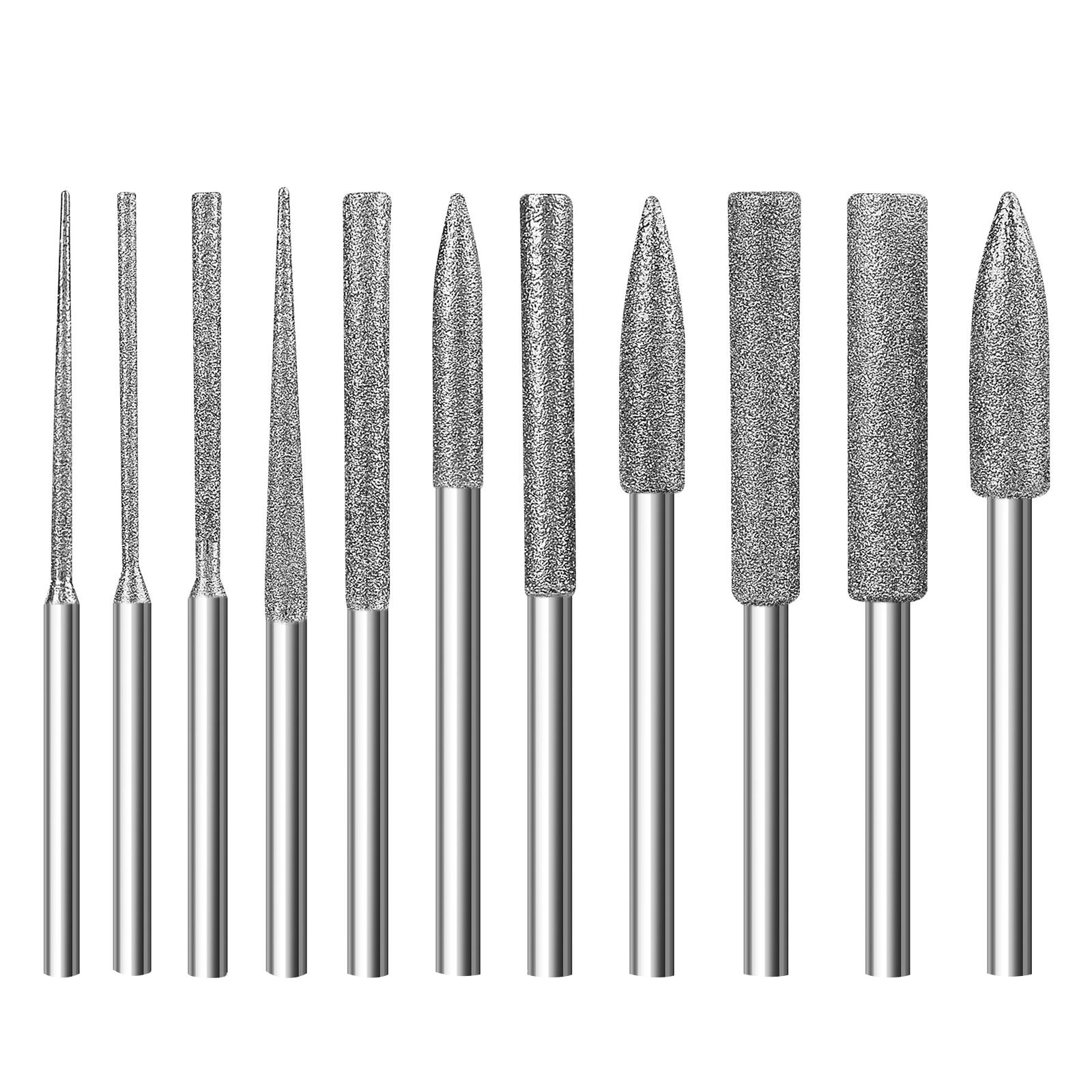 1 Set 1/8" Shank Different Shapes Diamond Burr Bits Rotary Tools Accessories