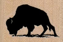 Roaming Buffalo 1 1/4 x 1" Mounted Rubber Stamp, Western Stamp, Cowboy Stamp