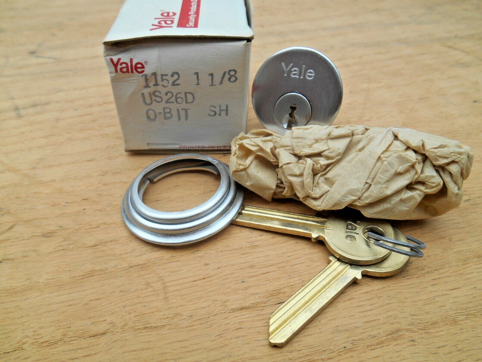YALE 1152 , 1-1/8" CYLINDER , US26D ,"O" BIT
