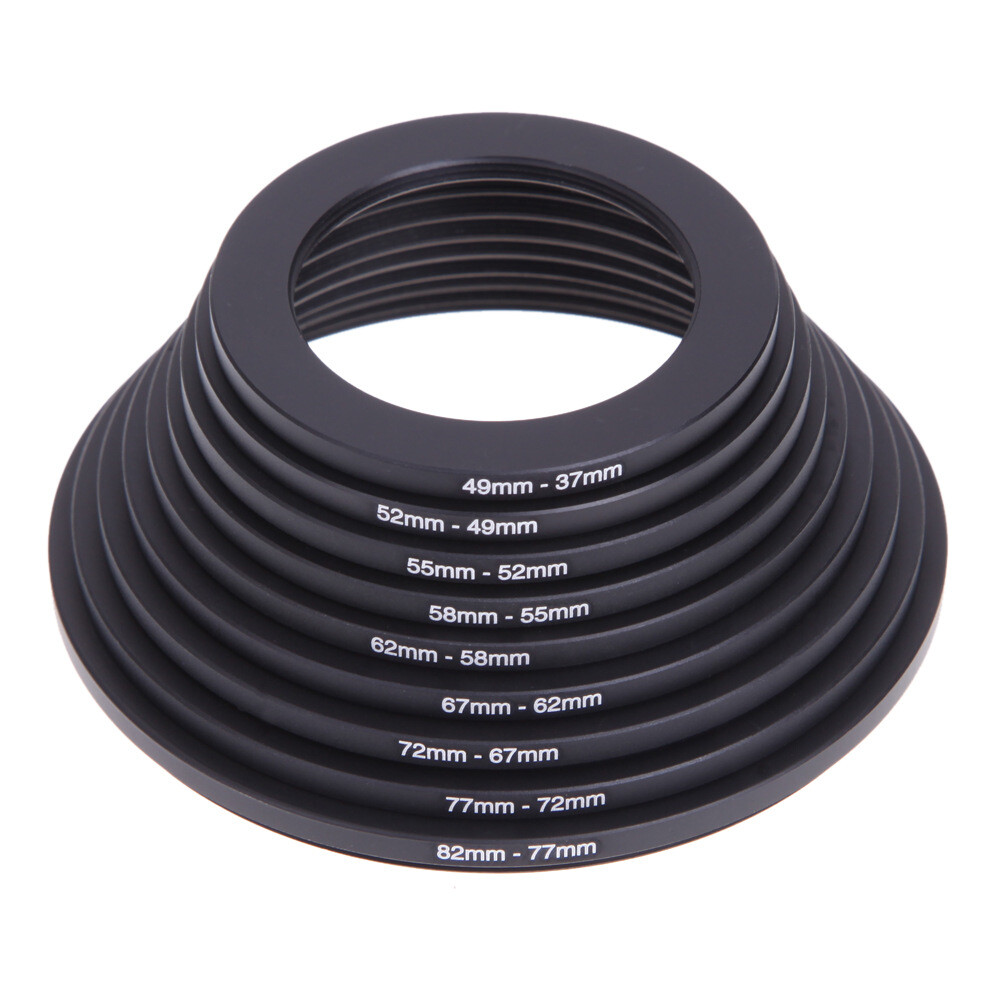 18Pc 37- 82mm Step Up Down DSLR Camera Lens Filter Adapter Ring Mount Basket Kit