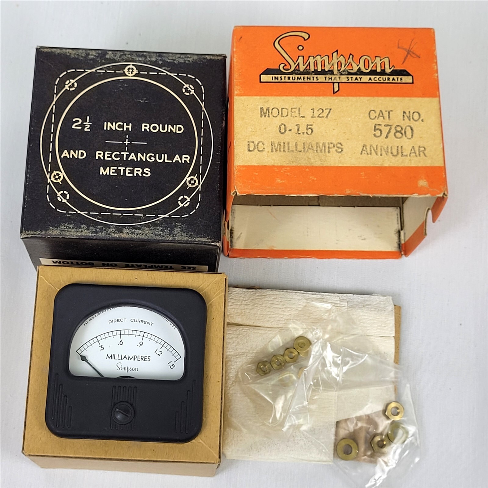 Simpson Model 127 Meter Gauge DC 0-1.5 Milliamps Cat. #5780 ~ T621