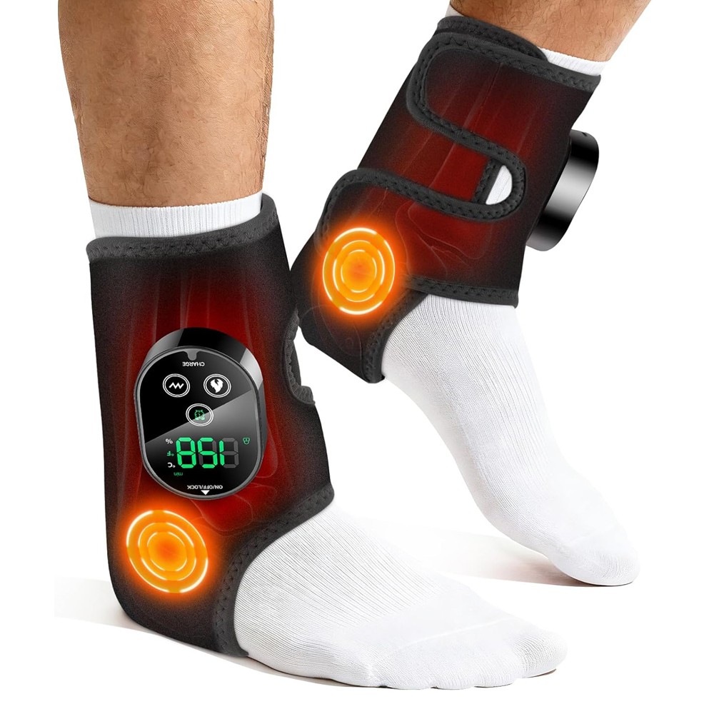 2PCS Foot and Ankle Massager Relieve Ankle Pain 6 Heat Levels, 3 Vibration Modes