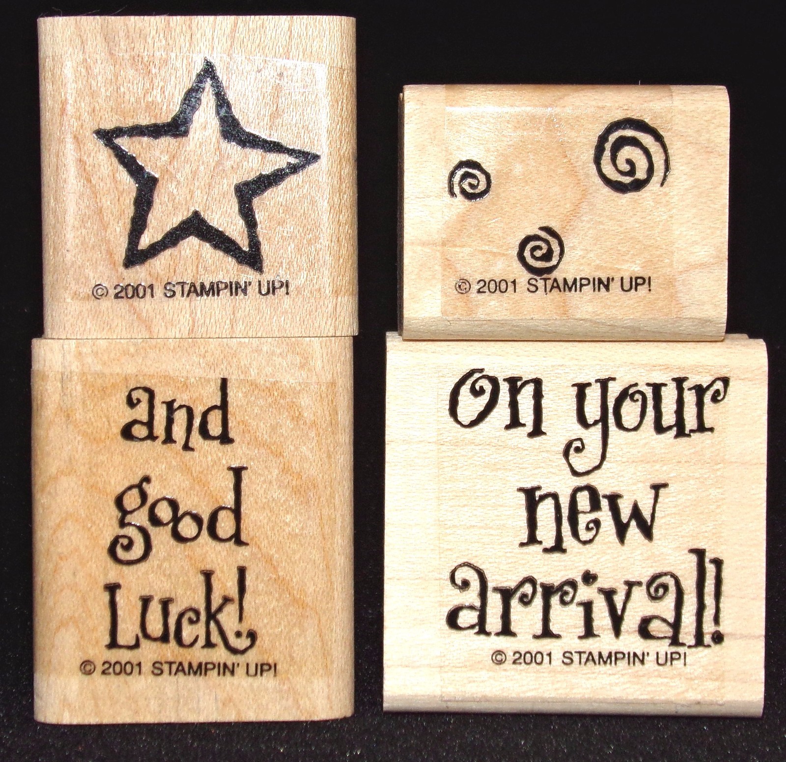 Good Luck Star Rubber Stamps 4 pcs Curly Design new arrival by Stampin Up