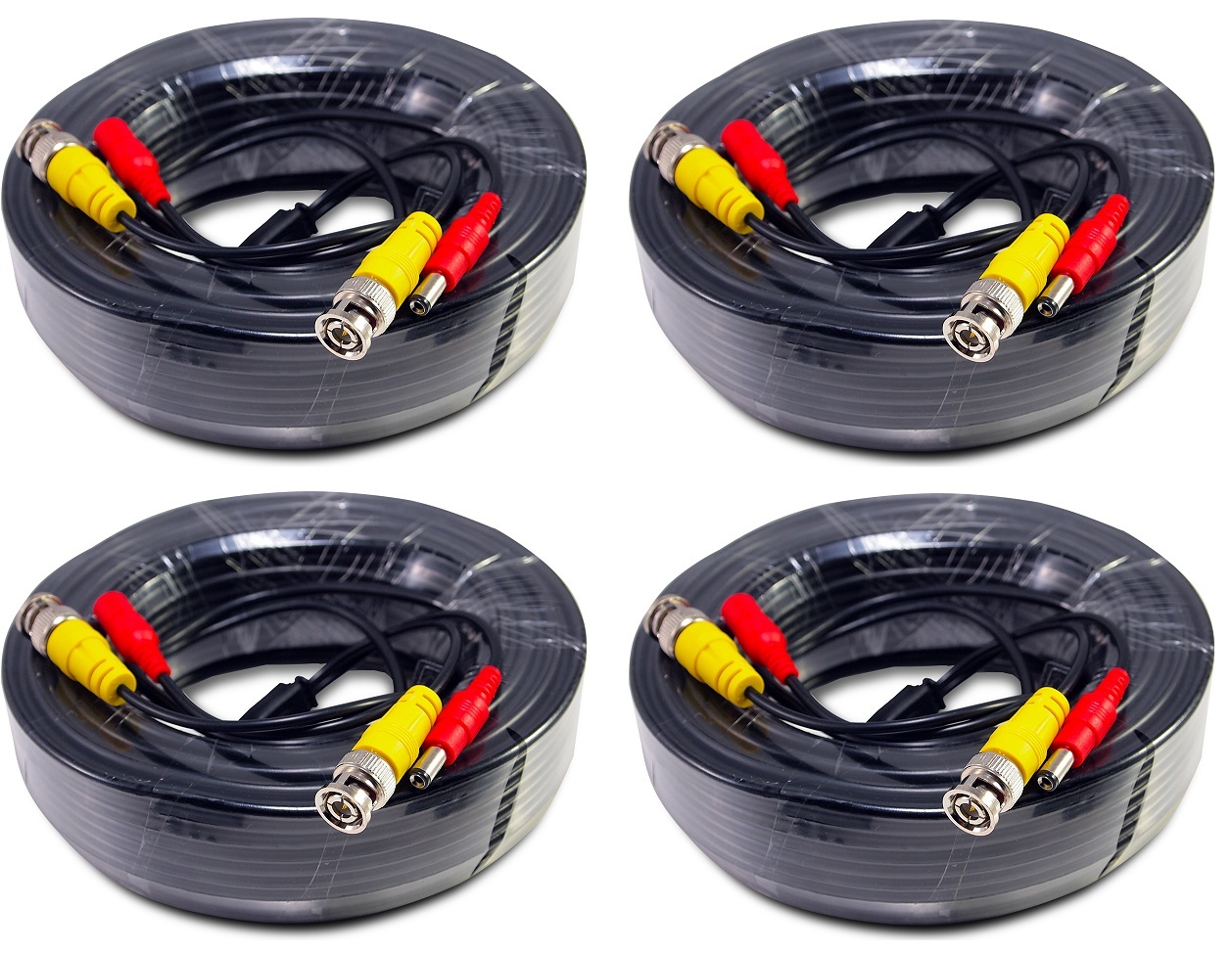 50 Feet Video & Power Pre-Made Ready Made CCTV BNC Cable for Security Camera 4PK