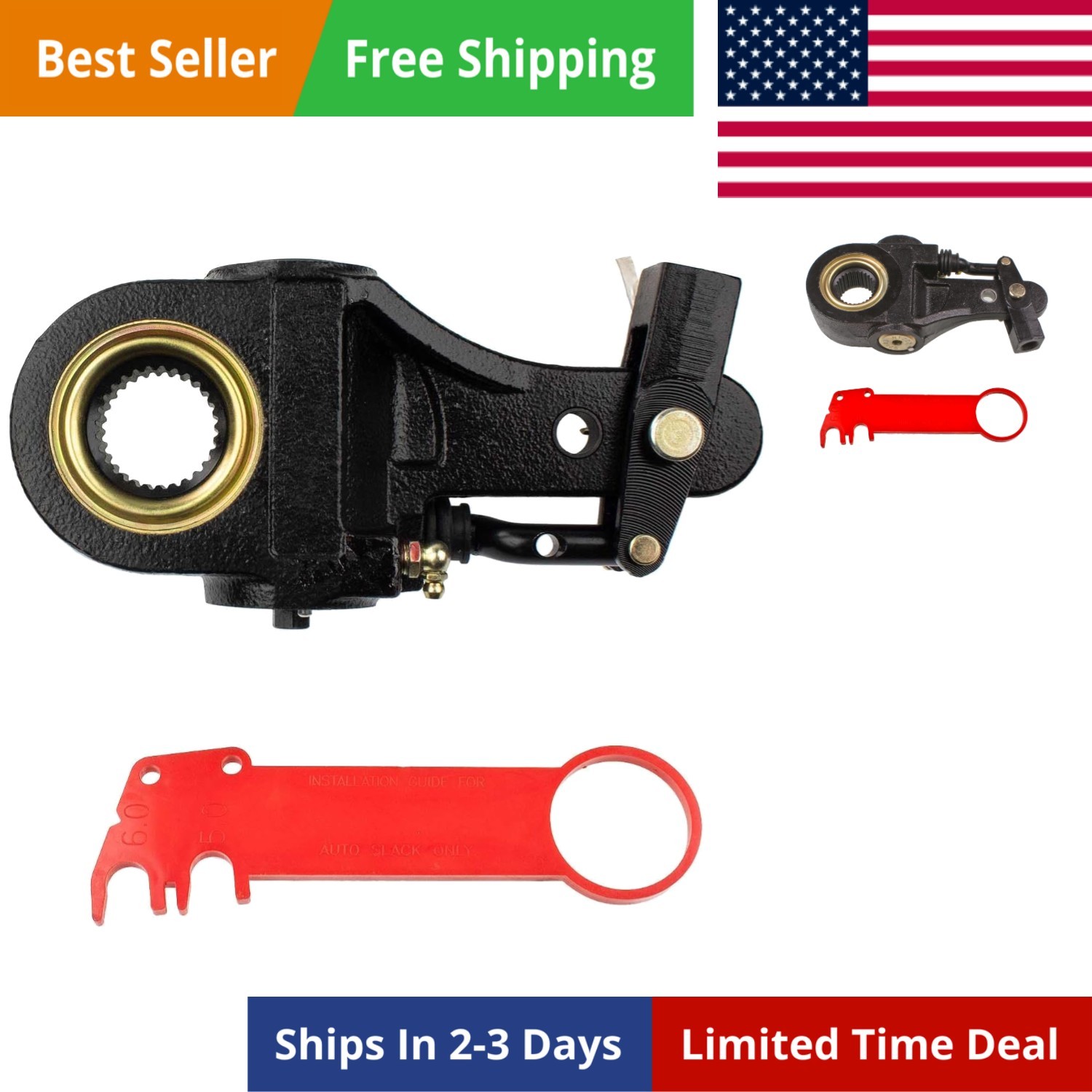 AUTOMATIC AUTO SLACK ADJUSTER - 1.5" 28 SPLINE - 5", 6" OFFSET - 5/8" CLEVIS