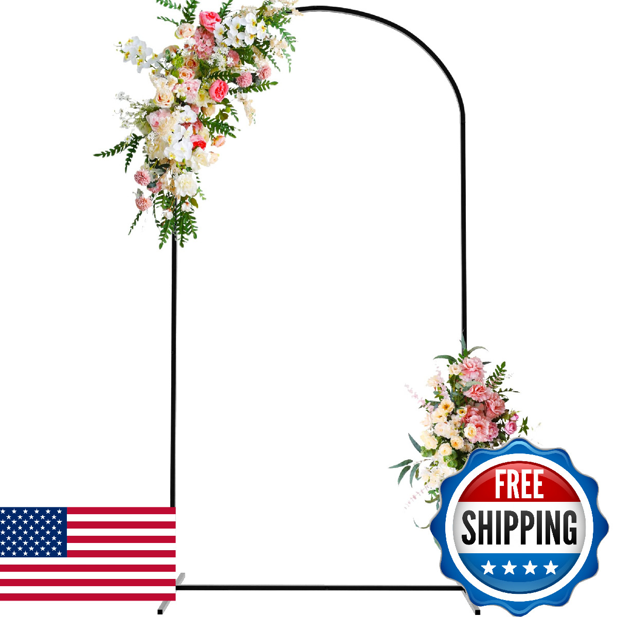 Wokceer Wedding Arch Backdrop Stand 7.2 Ft Square Black Metal Arch Backdrop For