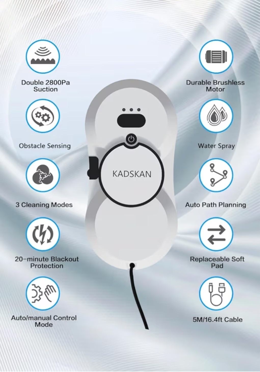 Window Cleaning Robot, Automatic Window Cleaner with Water Spray for Windows