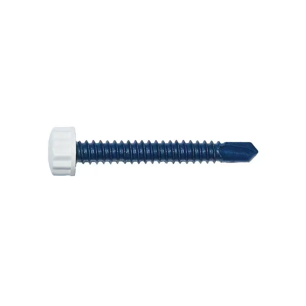#14 X 2 In. Nylon White Bi-Hex Head Self Drill Screw (50-Piece per Pack)