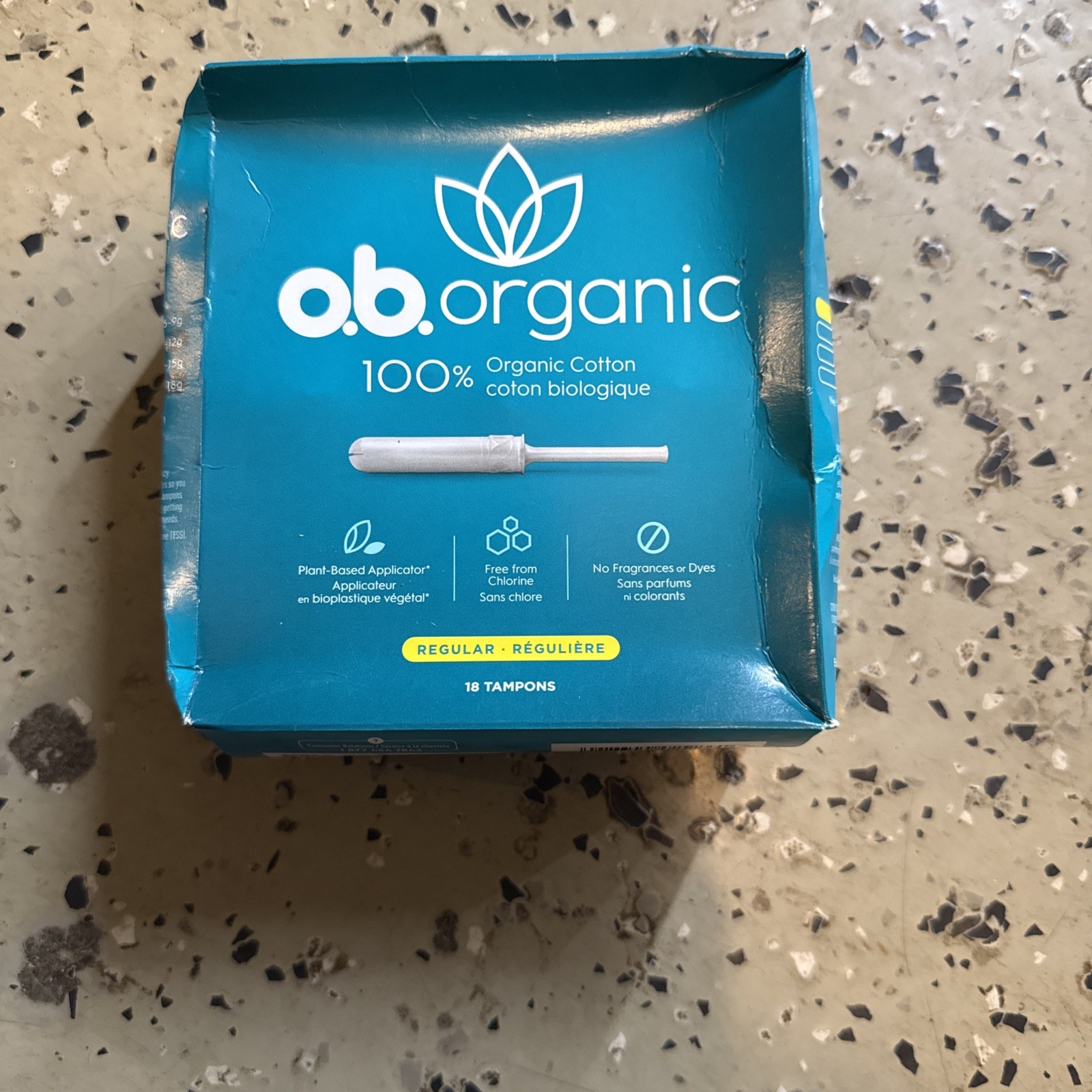o.b. Organic Cotton Tampons with New  Regular Pack Of 18 Sealed