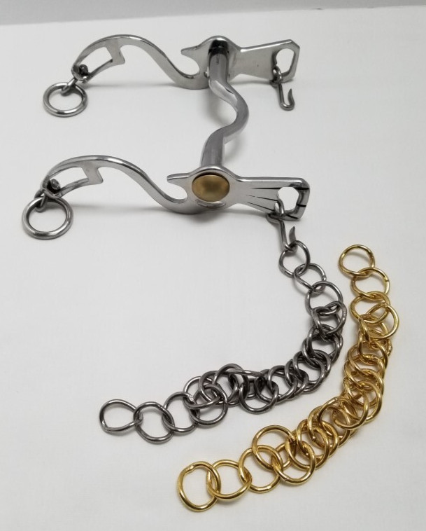 Horse Spanish curb 12.5mm Bit with low Port Beautiful with curb chains