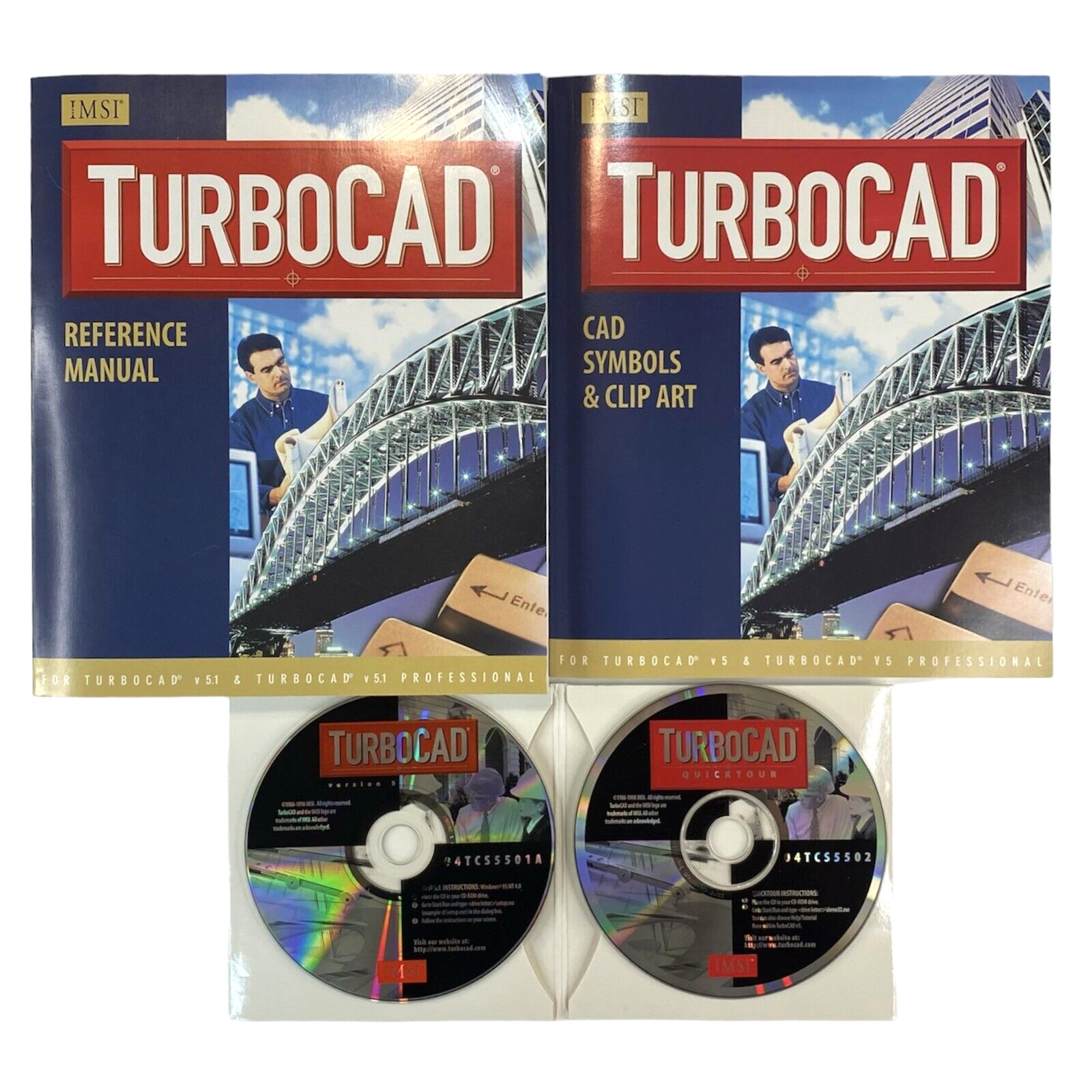 TurboCAD IMSI V5 Vintage Software 2 Disks, Manual, Clip Art Book