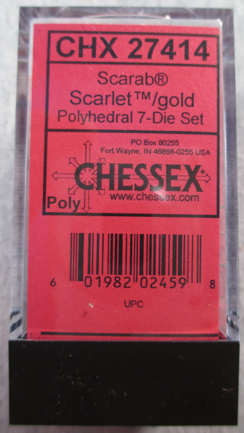 Scarab : Scarlet / Gold - Polyhedral  7 dice set - Chessex #CHX27414