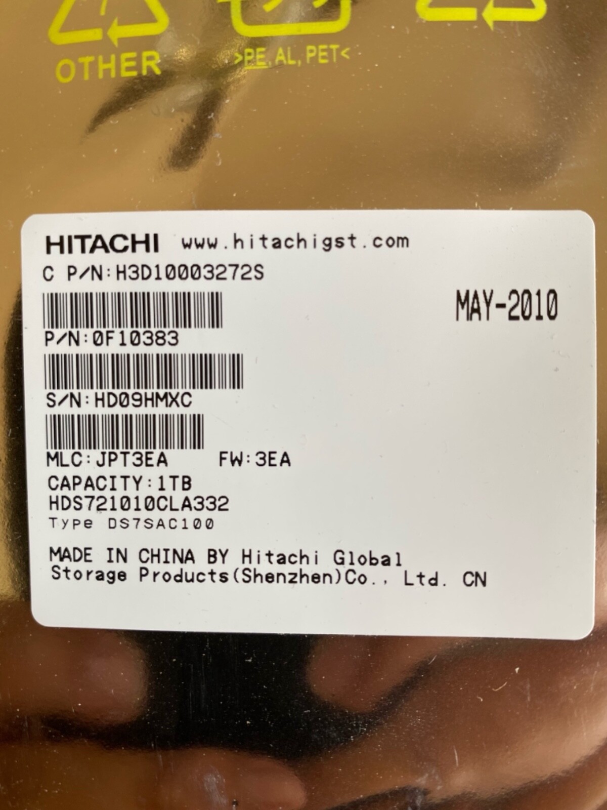 Hitachi SATA Hard Drive OF10383
