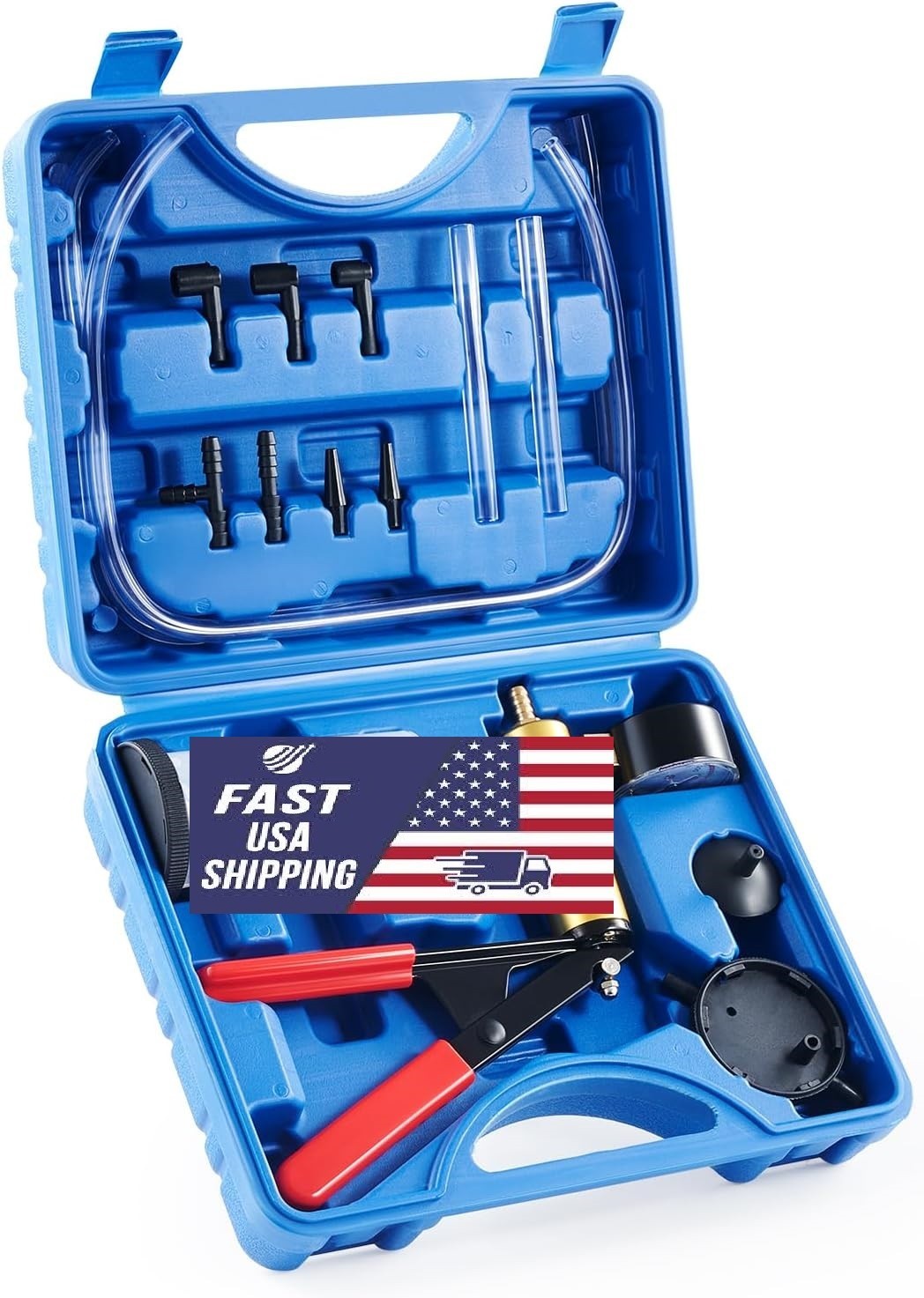 Kit Purga Frenos con Bomba Vacío Manual, Manómetro y Adaptadores Universales