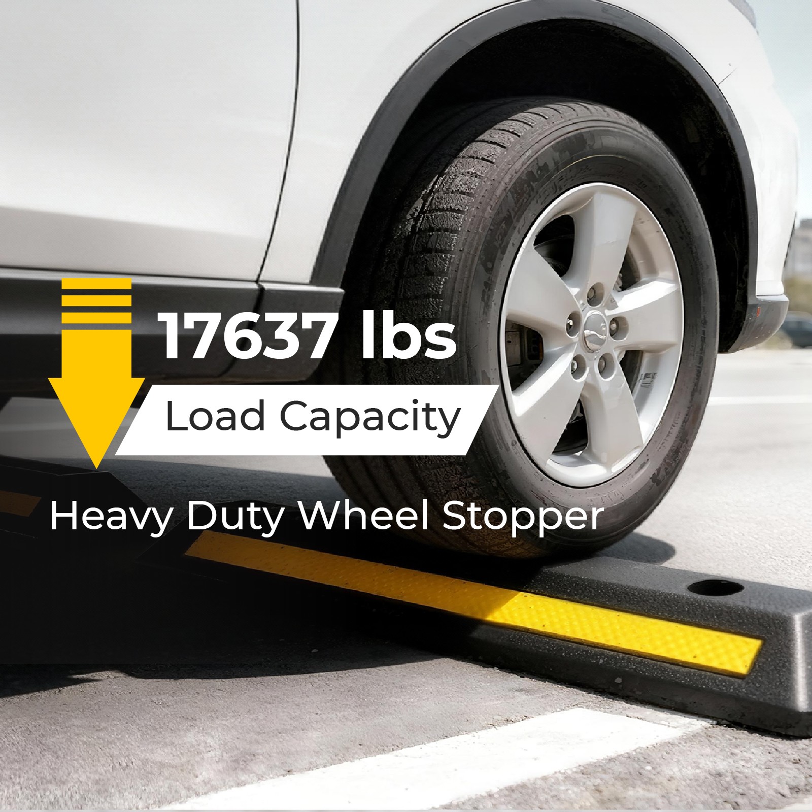 Heavy Duty Rubber Car Parking Stopper 2 Pcs Tire Wheel Stops for Parking Safety