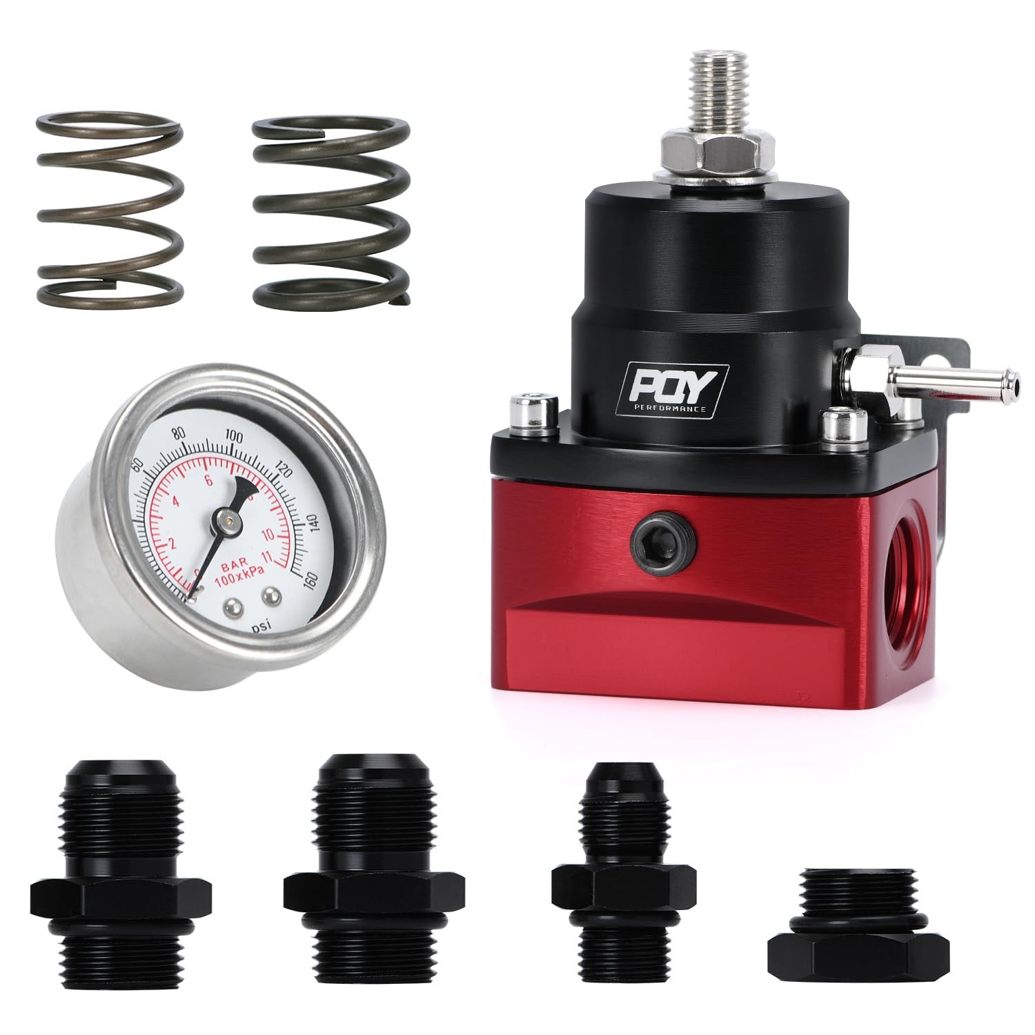 Adjustable EFI Fuel Pressure Regulator Kit 3-70PSI AN8 Feed AN6 Return | Black+r