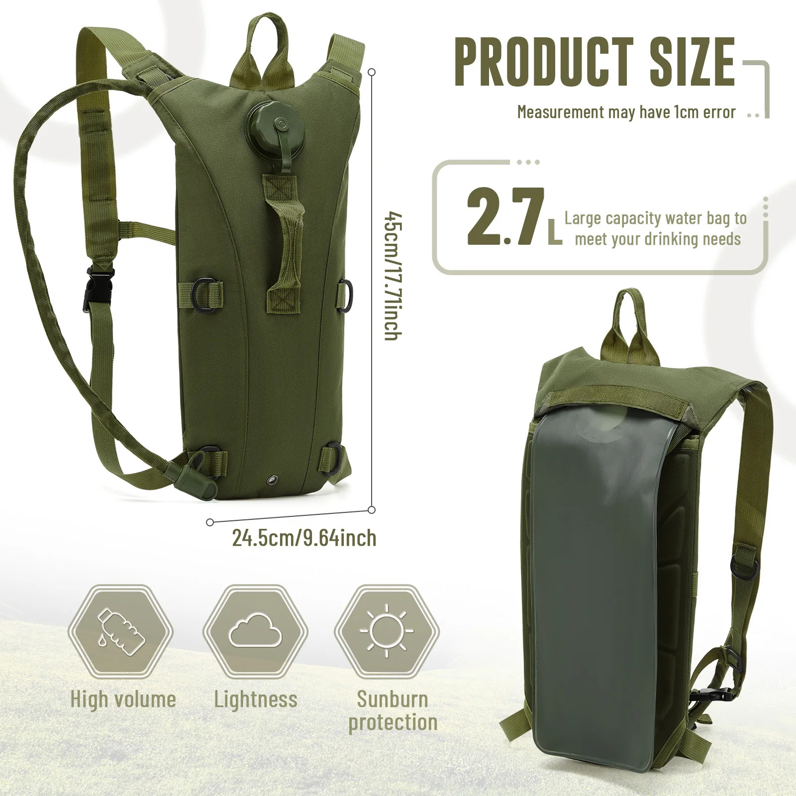 3L Water Bladder Hydration Backpack Hiking Camping Bag Tactical Molle Daypack