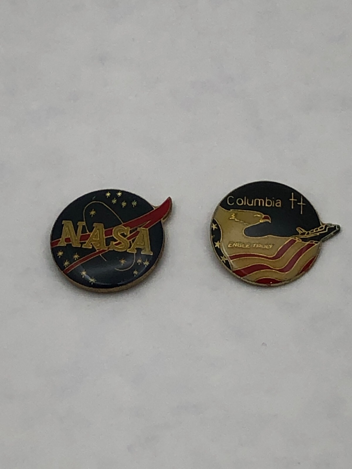 Rare Pair of Nasa Enamel Pin - Vintage 80s Hat Pin Lapel Pin - Made in Taiwan