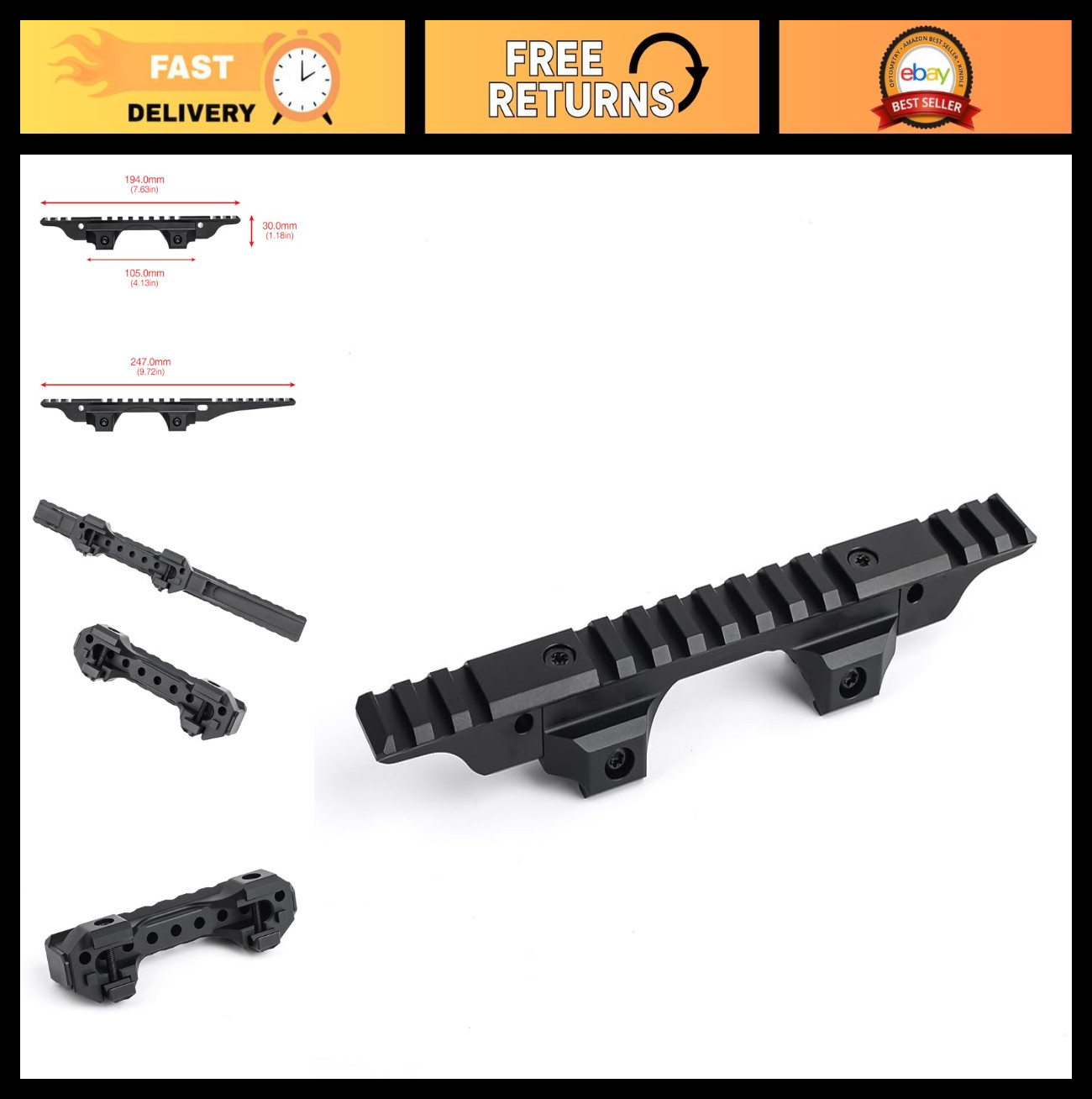 Modular Lightweight Optical Mount for PEQ/NGAL/558 Red Dot & 3X Magnifier, 20mm