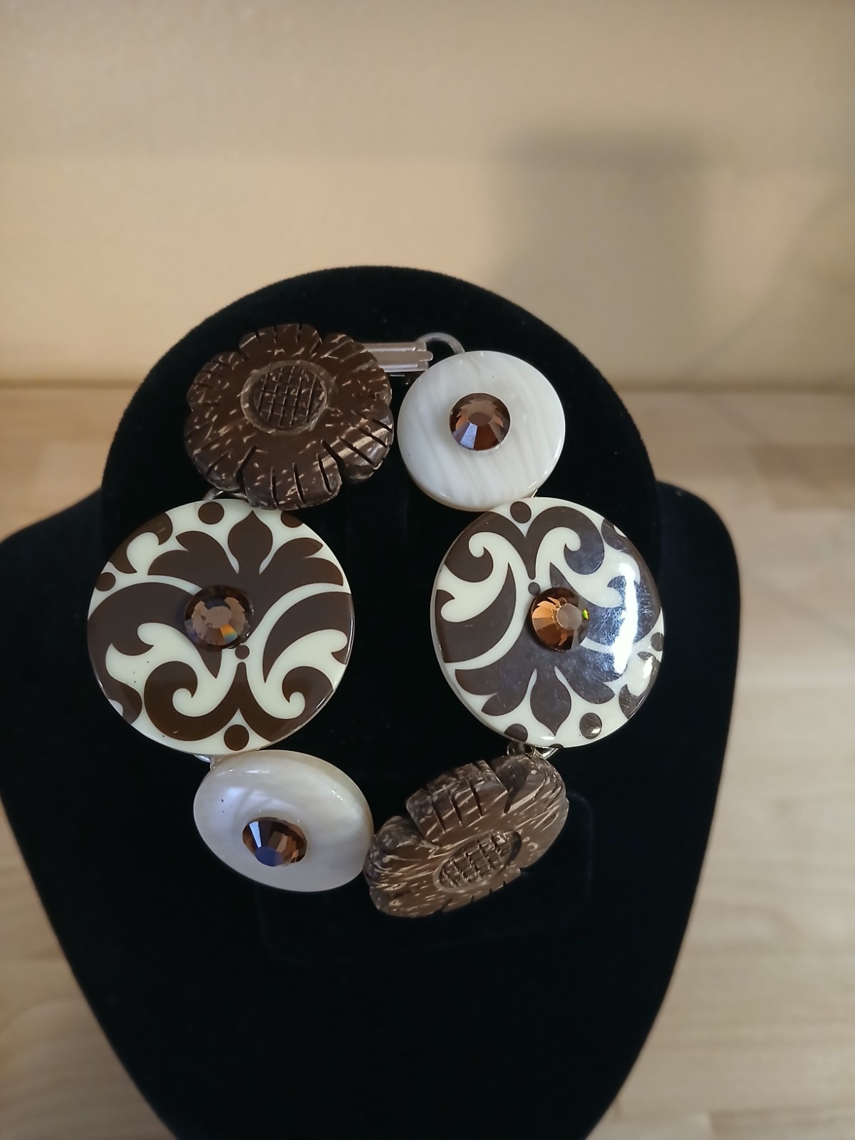 Handmade Assembled Bracelet Crafted From A Collection Of Vtg Celluloid And Carve