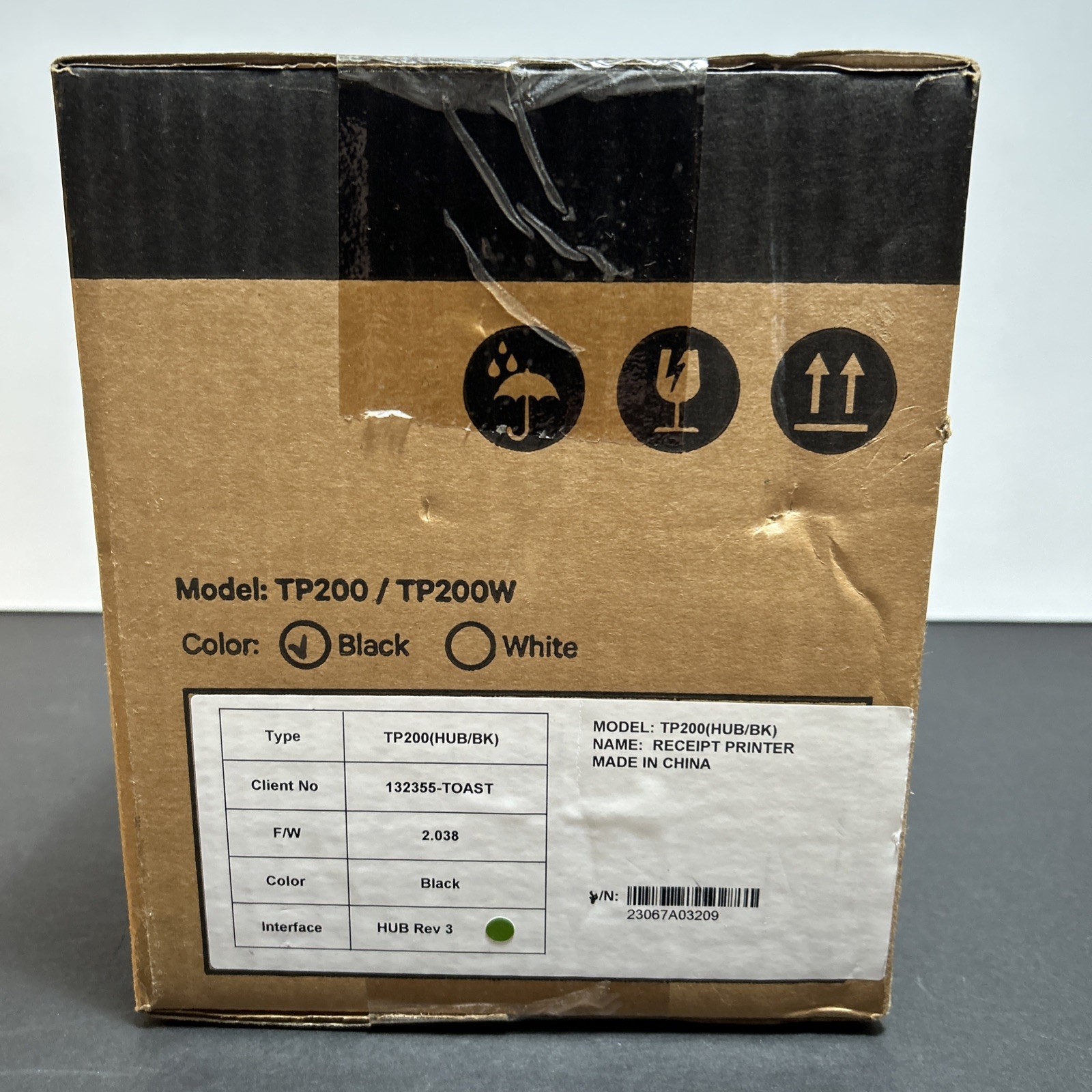 NEW Toast TP200 Receipt Printer Black HUB Rev 3 (2.038) Thermal POS