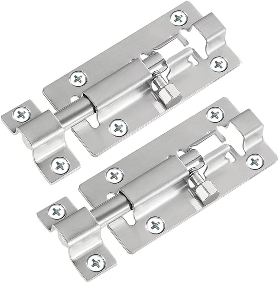 2 Pack Barrel Bolt Latch, 3 Inches Slide Latch Lock, Thickened Stainless Steel S