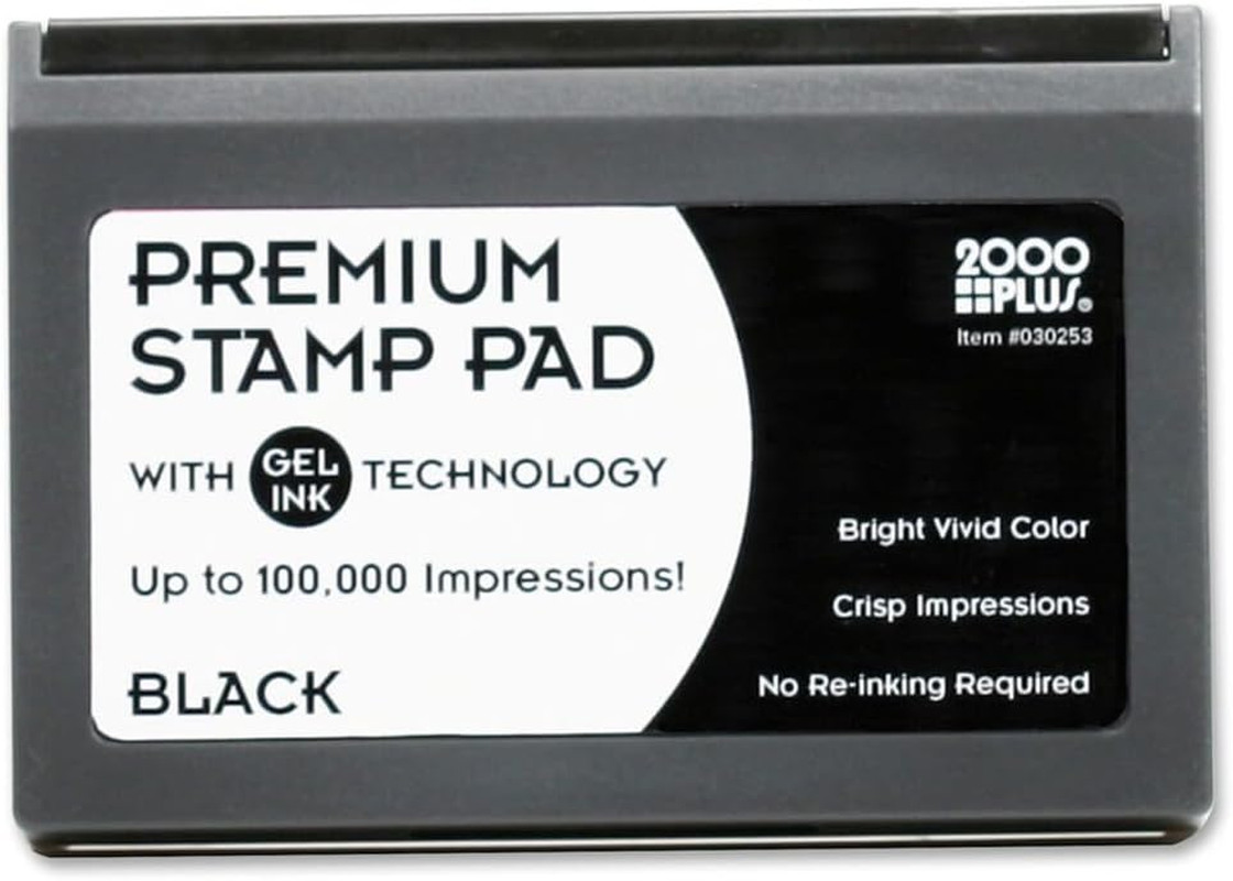 2000 Plus® Gel Stamp Pad, 2-3/4" X 4-1/4", Black (030253)