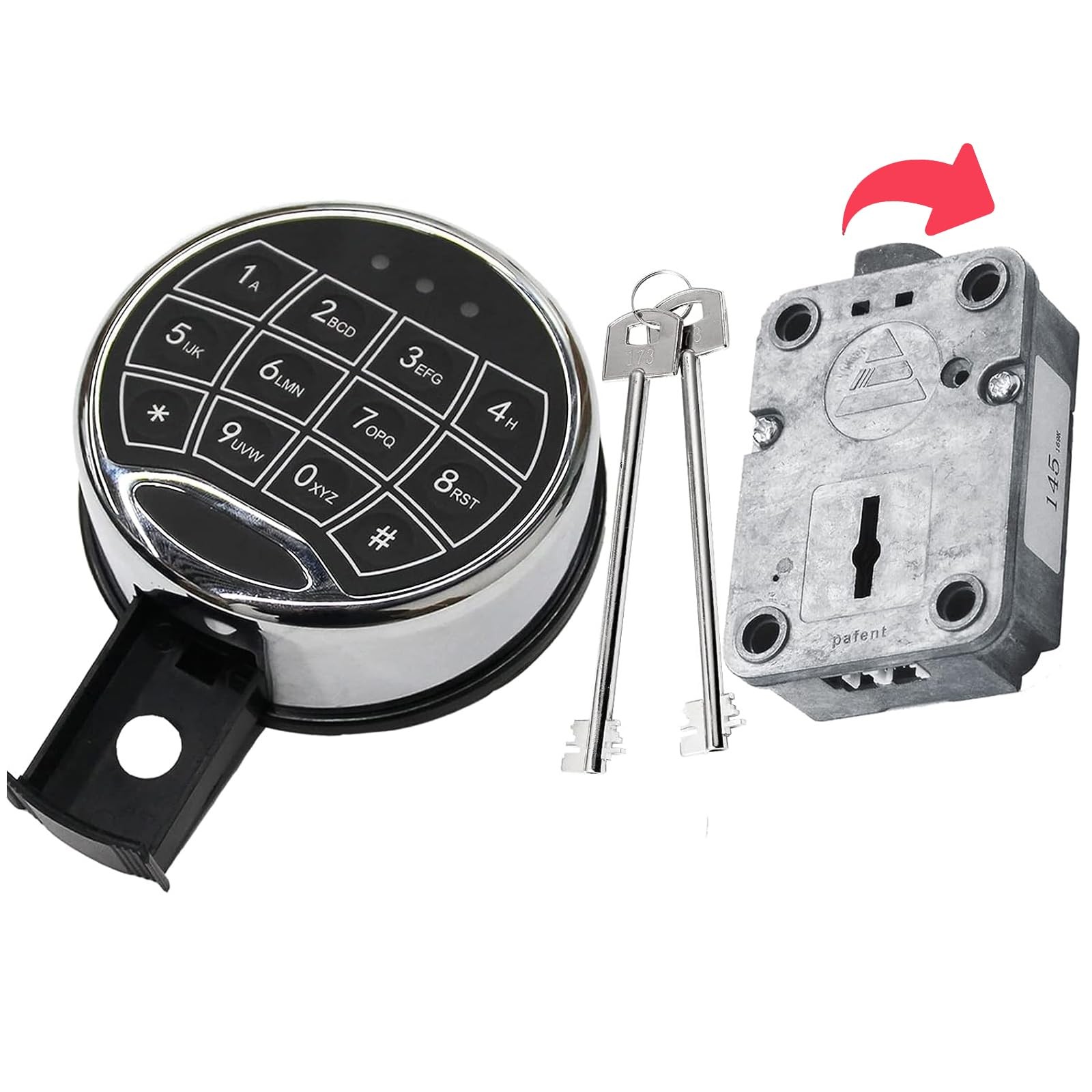 Digital Electronic Keypad Lock for Right Swing Bolt Safes Chrome