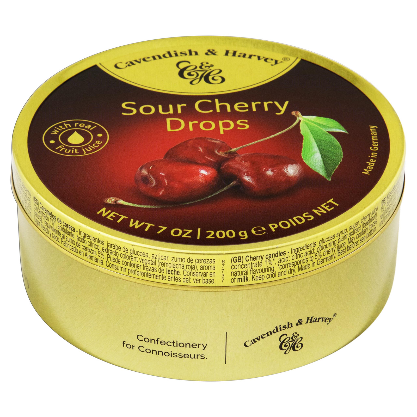 Sour Cherry Drops 7oz Luxury Fruit Candies Made in Germany Premium Quality